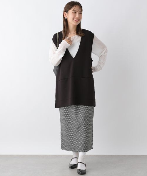 LEPSIM(レプシィム)の「カットジャガードナロースカート(スカート・レディース・ライトグレー15/ブラウン55/グリーン75・FREE SIZE)」の7枚目の写真