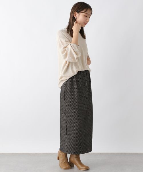 LEPSIM(レプシィム)の「カットジャガードナロースカート(スカート・レディース・ライトグレー15/ブラウン55/グリーン75・FREE SIZE)」の13枚目の写真