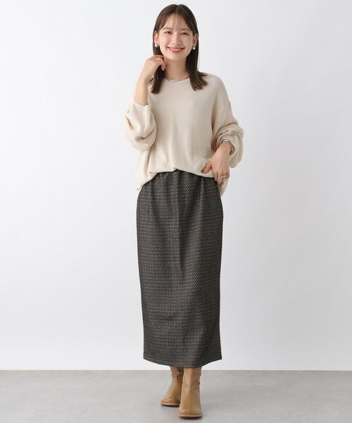 LEPSIM(レプシィム)の「カットジャガードナロースカート(スカート・レディース・ライトグレー15/ブラウン55/グリーン75・FREE SIZE)」の12枚目の写真