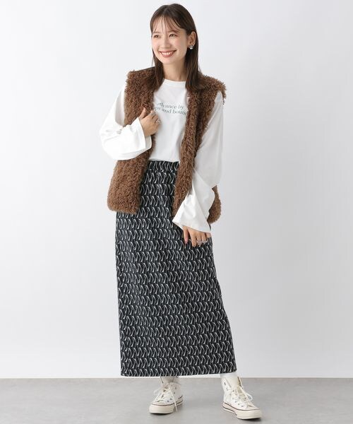 LEPSIM(レプシィム)の「カットジャガードナロースカート(スカート・レディース・ライトグレー15/ブラウン55/グリーン75・FREE SIZE)」の16枚目の写真