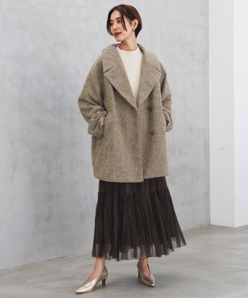 新品未使用品　レプシィム　スライバータッチミドルコート　プリーツガラスカート LEPSIM（レプシィム）の「スライバータッチミドルコート（）」 - WEAR