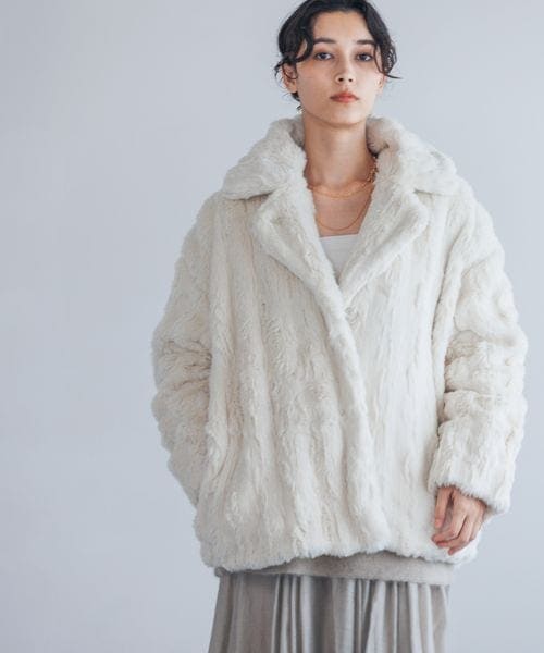 【在庫ラスト】PARTIMENTO WOMEN ファージャケット　アイボリー① 在庫ラスト】PARTIMENTO WOMEN ファージャケット アイボリー①