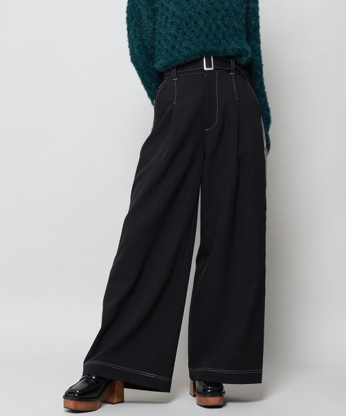 PAGEBOY（ページボーイ）の「ラインワイドパンツ（パンツ・ブラック09/グレージュ13/ブラウン58・F）」の5枚目の写真