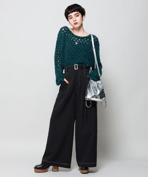 PAGEBOY（ページボーイ）の「ラインワイドパンツ（パンツ・ブラック09/グレージュ13/ブラウン58・F）」の7枚目の写真