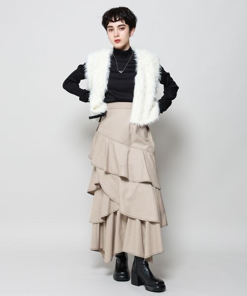 PAGEBOY（ページボーイ）の「ステッチティアードフレアスカート