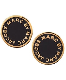Marc by Marc Jacobs | MARC by Marc Jacobs Enamel Logo Disc Stud Earrings, Black/Golden(ピアス（両耳用）)