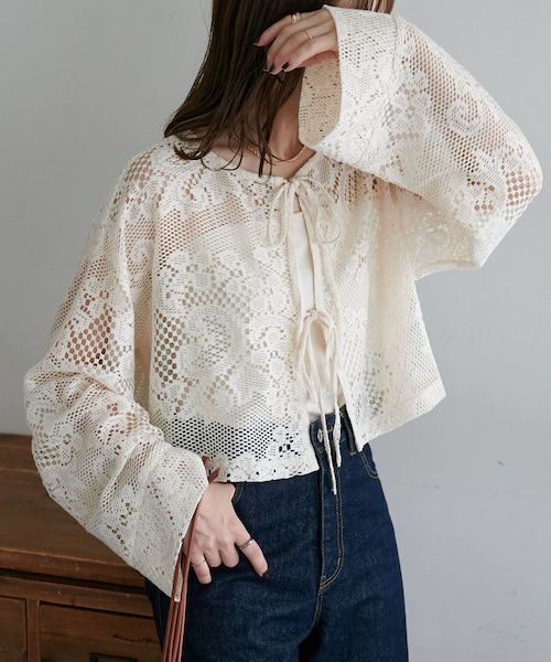 さえら　ポテチーノ　総レースカーディガン さえら ポテチーノ 総レースカーディガン 【2WAY】大人のほんのり甘い