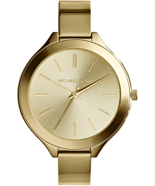 MICHAEL KORS(マイケルコース)の「Michael Kors Mid-Size Golden Stainless Steel Slim Runway Three-Hand Watch(アナログ腕時計・レディース・GOLD)」の1枚目の写真