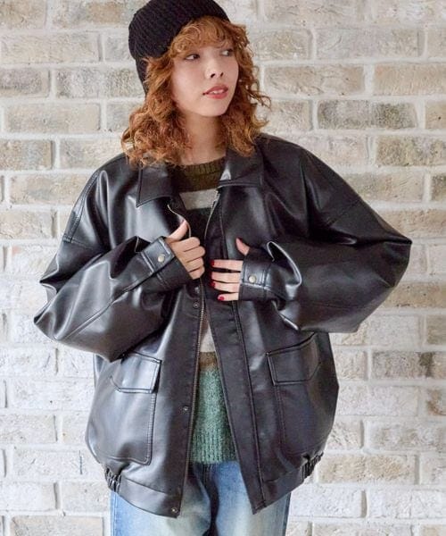 Noen フェイクレザージップブルゾン PAGEBOY（ページボーイ）の「フェイクレザージップブルゾン（）」 - WEAR