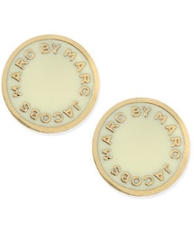 Marc by Marc Jacobs | MARC by Marc Jacobs Enamel Logo Disc Stud Earrings, Cream/Golden(ピアス（両耳用）)