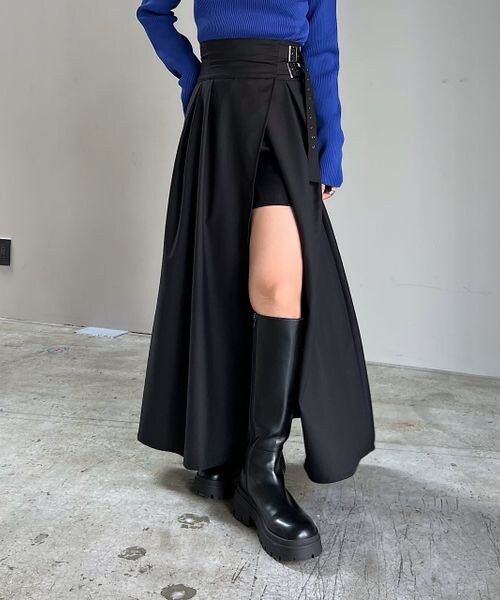 PAGEBOY(ページボーイ)の「ドッキングラップスカート(スカート・レディース・ブラック09/グレー13/チャコールグレー18・F)」の5枚目の写真