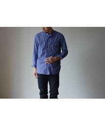 MANUAL ALPHABET | Manual alphabet マニュアルアルファベット STRIPE P/O BAND COLLAR SHIRT ストライプ プルオーバーバンドカラーシャツ NVY ネイビー MEN'S メンズ(シャツ/ブラウス)