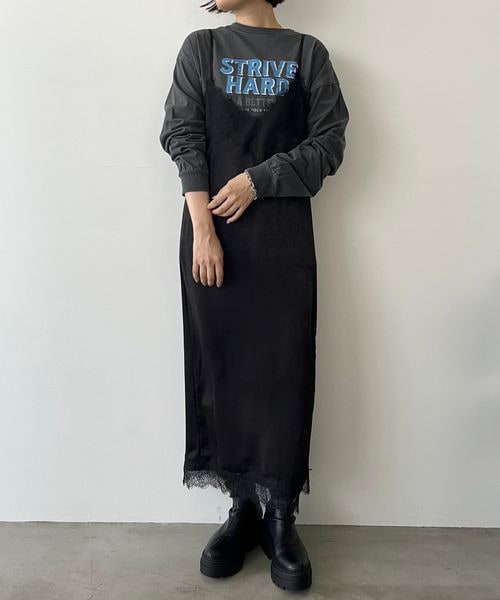 LOWRYS FARM（ローリーズファーム）の「サテンレースキャミワンピース