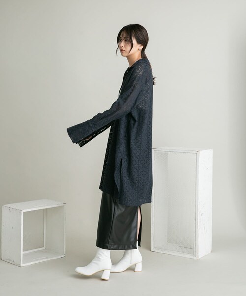 KBF(ケイビーエフ)の「フェイクレザーハイウエストタイトスカート(スカート・レディース・BLACK/BROWN・36/38)」の9枚目の写真