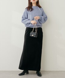 natural couture | 落ち感ベロアマーメイドスカート(スカート)