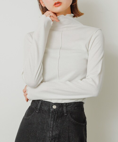 SENSE OF PLACE by URBAN RESEARCH（センスオブプレイスバイアーバンリサーチ）の「メローハイネックトップ（トップス・レディース・OFF WHITE/CHARCOAL/BLACK/ORANGE・one）」の6枚目の写真
