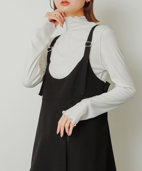 SENSE OF PLACE by URBAN RESEARCH（センスオブプレイスバイアーバンリサーチ）の「メローハイネックトップ（トップス・レディース・OFF WHITE/CHARCOAL/BLACK/ORANGE・one）」の2枚目の写真