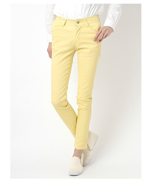 E hyphen world gallery（イーハイフンワールドギャラリー）の「ムジカラースキニーパンツ（パンツ・レディース・オフホワイト/ブラック/イエロー/ライトグリーン/ネイビー・S/M/L）」の5枚目の写真