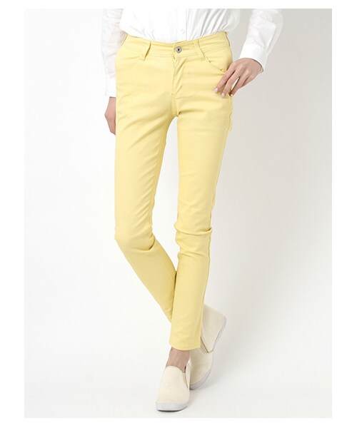 E hyphen world gallery（イーハイフンワールドギャラリー）の「ムジカラースキニーパンツ（パンツ・レディース・オフホワイト/ブラック/イエロー/ライトグリーン/ネイビー・S/M/L）」の6枚目の写真