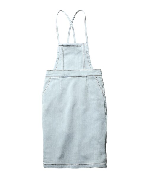 PEACH JOHN（ピーチジョン）の「ＰＪ／タオルデニム２ＷＡＹサロペットスカート（オールインワン・サロペット・レディース・ミドルユーズド/ライトインディゴ/アッシュホワイト・S/M/M/L）」の3枚目の写真