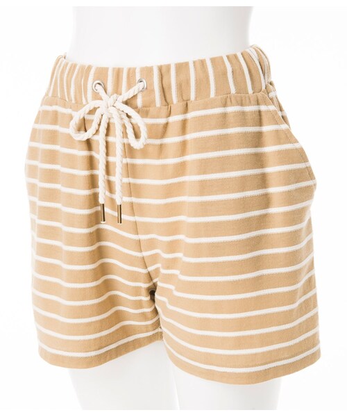 PEACH JOHN（ピーチジョン）の「ＰＪ／ボーダーロープショートパンツ（パンツ・レディース・オフホワイト/ネイビー/ベージュ/アッシュピンク/アッシュミント/ベリーレッド・S/M/M/L/L/LL）」の3枚目の写真