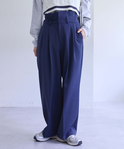 CIAOPANIC TYPY(チャオパニックティピー)の「【willow】2タックワイドスラックスパンツ(スラックス・レディース・ネイビー/グレー・ONE)」の1枚目の写真