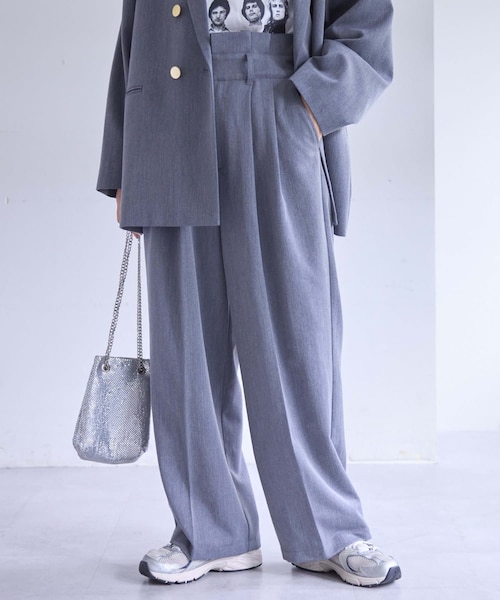 CIAOPANIC TYPY(チャオパニックティピー)の「【willow】2タックワイドスラックスパンツ(スラックス・レディース・ネイビー/グレー・ONE)」の2枚目の写真