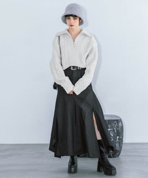 PAGEBOY（ページボーイ）の「コーティングデニムスカート（スカート・レディース・ブラック09・S/M）」の8枚目の写真