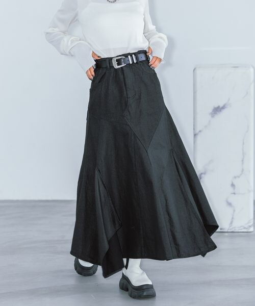 PAGEBOY（ページボーイ）の「コーティングデニムスカート（スカート・レディース・ブラック09・S/M）」の4枚目の写真