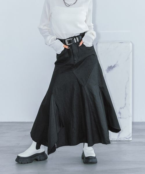 PAGEBOY（ページボーイ）の「コーティングデニムスカート（スカート・レディース・ブラック09・S/M）」の5枚目の写真