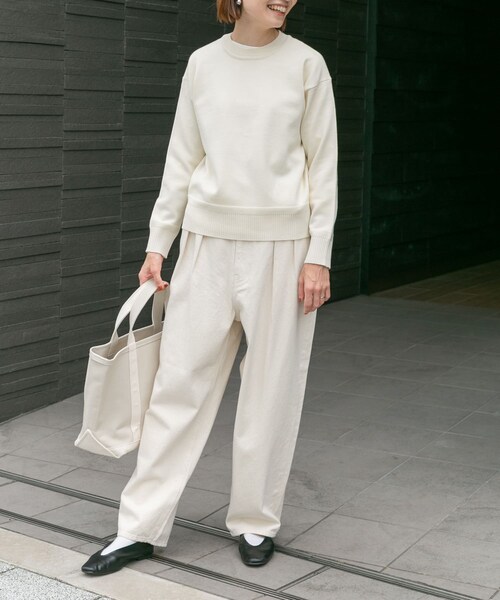 FORK&SPOON（フォークアンドスプーン）の「『洗濯可』FORK&SPOON ウーステッドヤーンクルーネックニット（トップス・レディース・IVORY/RED/BLKxIVO/DARKBLUE・1）」の19枚目の写真