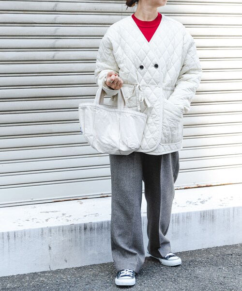 FORK&SPOON（フォークアンドスプーン）の「『洗濯可』FORK&SPOON ウーステッドヤーンクルーネックニット（トップス・レディース・IVORY/RED/BLKxIVO/DARKBLUE・1）」の10枚目の写真