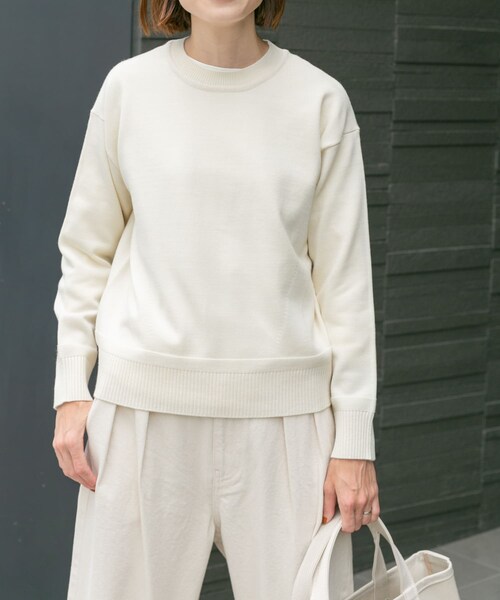 FORK&SPOON（フォークアンドスプーン）の「『洗濯可』FORK&SPOON ウーステッドヤーンクルーネックニット（トップス・レディース・IVORY/RED/BLKxIVO/DARKBLUE・1）」の14枚目の写真