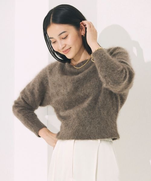 バビロン☆ラクーンオフショルプルオーバー ニット（ボルドー