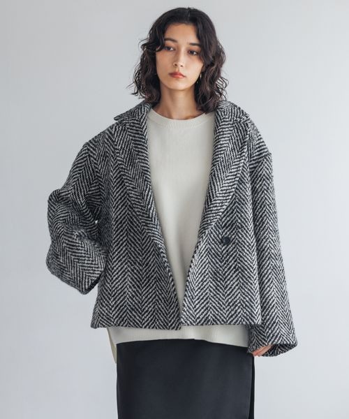 A part by（アパートバイ）の「ヘリンボーンモヘアコート/WEB先行予約