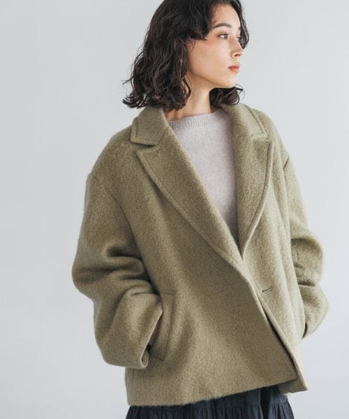 クロエ　未使用に近い美品　モヘア　バージンウール　ヘリンボーンピーコート A part by（アパートバイ）の「ヘリンボーンモヘアコート/WEB先行予約