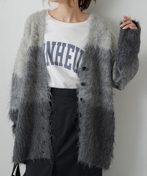 PUAL CE CIN（ピュアルセシン）の「カール起毛ニットカーディガン（カーディガン/ボレロ・レディース・ベージュ/ネイビー/その他1・FREE）」の3枚目の写真