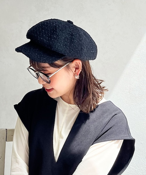 Lattice（Lattice）の「ツイードキャスケット（キャスケット・レディース・アイボリー/ブラック・0）」の2枚目の写真