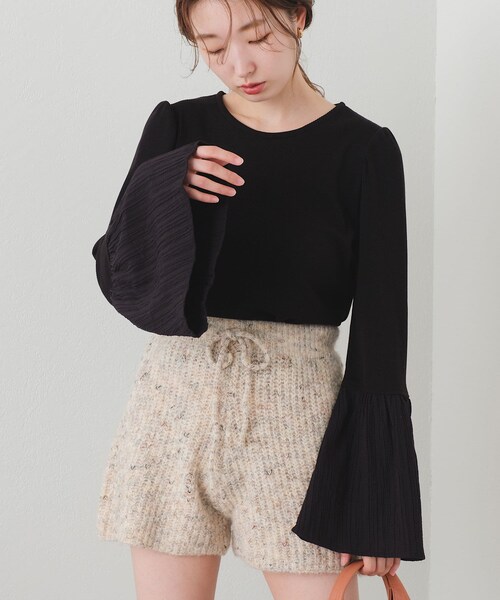 Kastane（カスタネ）の「袖ティアードプルオーバー（Tシャツ/カットソー・レディース・オフホワイト/ブラック・F）」の2枚目の写真