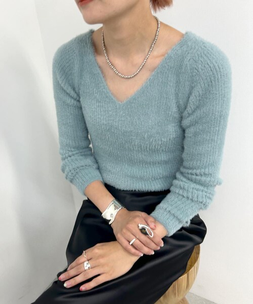 美品SHENERYシーナリーシャギーニット2WAYトップスホワイト 美品SHENERYシーナリーシャギーニット2WAYトップスホワイト