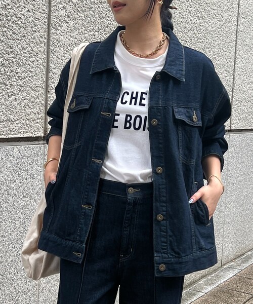 un dix cors（アンディコール）の「デニムジャケット（ジャケット/アウター・レディース・ブルー/ネイビー・F）」の2枚目の写真