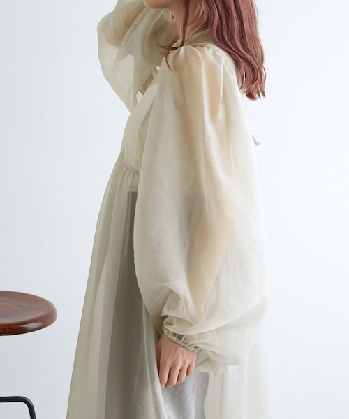 w closet（ダブルクローゼット）の「長袖ボリュームスリーブワンピース（ワンピース/ドレス・レディース・グレージュ/ブラウン・FREE）」の7枚目の写真