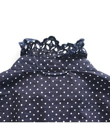 新品　45R インディゴダンプのカットワークフリルブラウス　藍染　M 新品 45R インディゴダンプのカットワークフリルブラウス 藍染 M