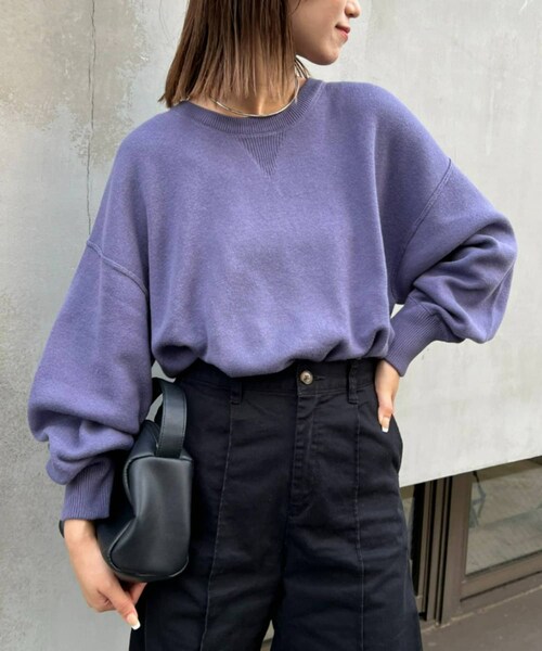 CIAOPANIC TYPY（チャオパニックティピー）の「スウェットライクボリュームスリーブニット（ニット/セーター・レディース・ホワイト/オレンジ/パープル/レッド/グレー/ブラック/ダークグリーン/オフホワイト・ONE）」の6枚目の写真