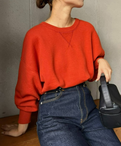 CIAOPANIC TYPY（チャオパニックティピー）の「スウェットライクボリュームスリーブニット（ニット/セーター・レディース・ホワイト/オレンジ/パープル/レッド/グレー/ブラック/ダークグリーン/オフホワイト・ONE）」の8枚目の写真