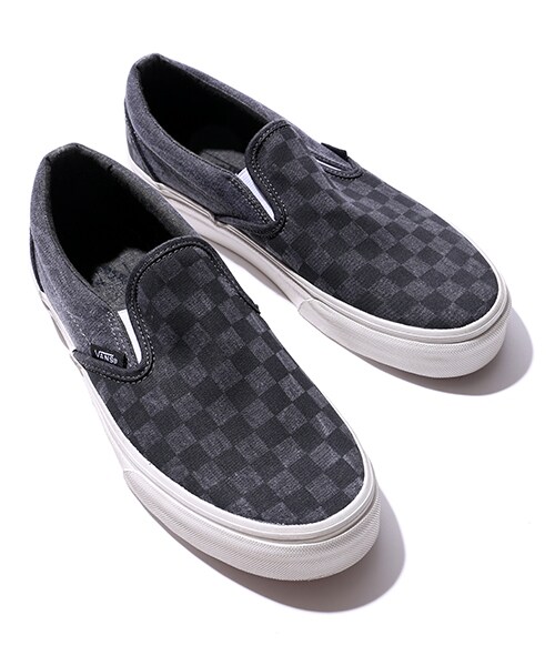 VANS（バンズ）の「CLASSICSLIPON WASHED CHECK（シューズ・メンズ・ブラック・8.0/9.0/10.0）」の2枚目の写真