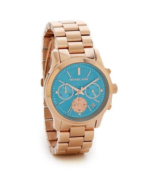MICHAEL KORS(マイケルコース)の「Michael Kors Runway Watch(アナログ腕時計・レディース・Rose Gold/Blue・One Size)」の1枚目の写真