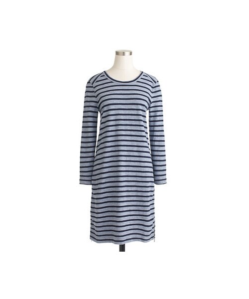 J.CREW(ジェイクルー)の「Stripe side-zip tee dress(ワンピース・レディース・hthr peri navy/black hthr silver・X-LARGE/LARGE/XX-SMALL/MEDIUM/XX-LARGE/XXX-SMALL/X-SMALL/SMALL)」の1枚目の写真