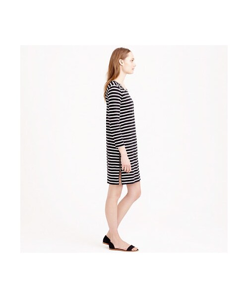 J.CREW(ジェイクルー)の「Stripe side-zip tee dress(ワンピース・レディース・hthr peri navy/black hthr silver・X-LARGE/LARGE/XX-SMALL/MEDIUM/XX-LARGE/XXX-SMALL/X-SMALL/SMALL)」の2枚目の写真