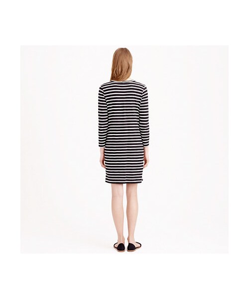 J.CREW(ジェイクルー)の「Stripe side-zip tee dress(ワンピース・レディース・hthr peri navy/black hthr silver・X-LARGE/LARGE/XX-SMALL/MEDIUM/XX-LARGE/XXX-SMALL/X-SMALL/SMALL)」の4枚目の写真